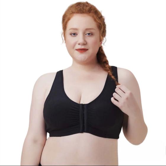 Imagem de Sutiã reforçado alças largas sutião plus size grande soutien sustentação abertura frontal sem bojo confortável pós sultiã