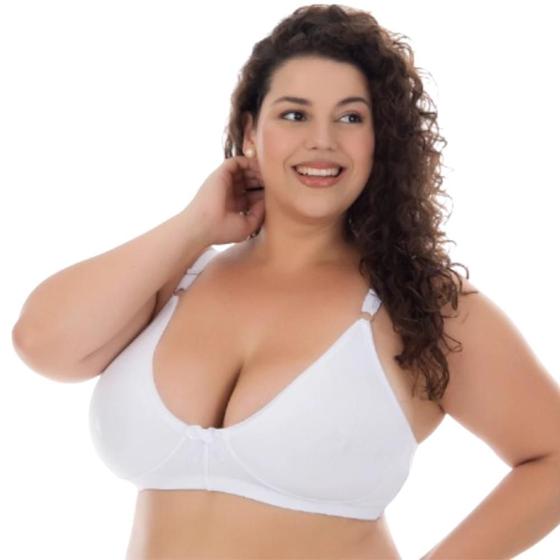 Imagem de Sutiã Sem Bojo Plus Size Feminino Reforçado Alça Larga Lingerie Sustentação Sutian Comum