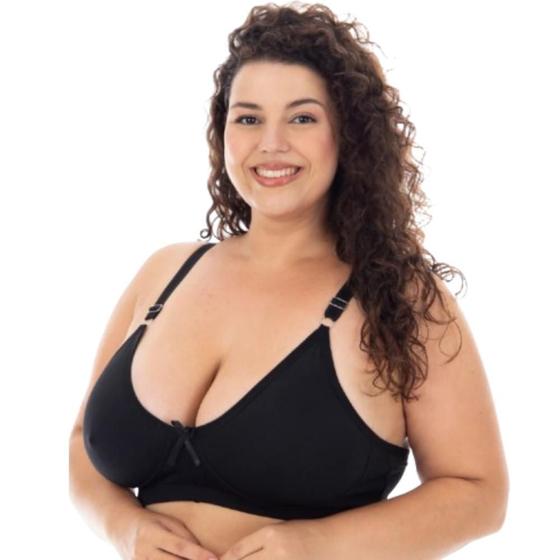 Imagem de Sutian Plus Size Reforçado Feminino Sem Bojo Alça Grossa Sustentação Lingerie Comum Sutiã