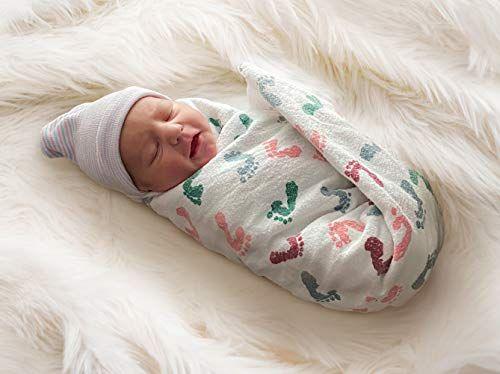 Imagem de Swaddle Baby Hospital Recebendo Cobertor 6 Pacote para Bebês Recém-Nascidos Menina menino - Algodão Respirável - Qualidade hospitalar durável - Tamanho Generoso (Pés de Bebê, 6 Pacote)