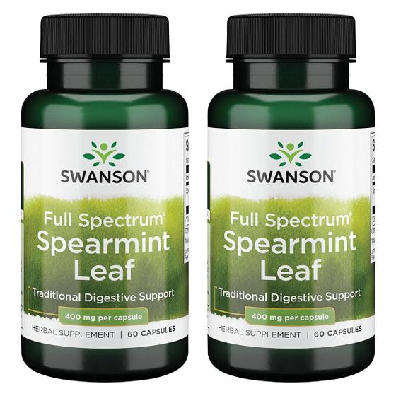 Imagem de Swanson Spearmint Leaf (Mentha Spicata)-Full Spectrum Herbal Supplement Supporting Digestive Health & Mild Stomach Issues-Natural Formula Supporting Health & Wellness-(60 cápsulas, 400mg cada) 2 Pack