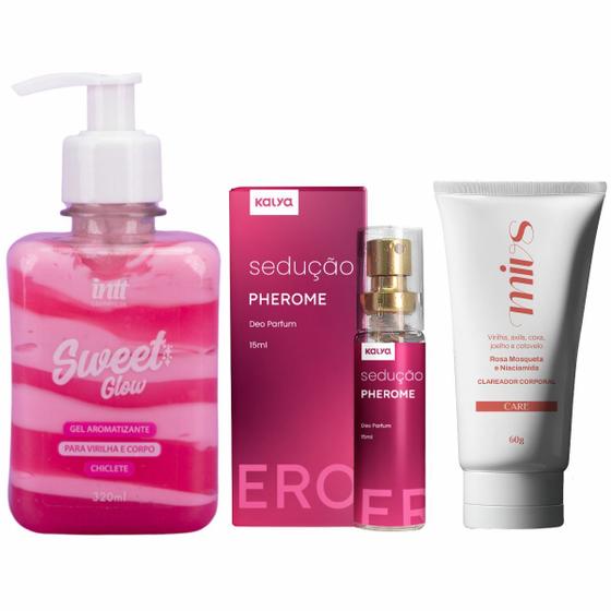 Imagem de Sweet Glow Hidratante Aromatico Beijavel Chiclete e Clareador Corporal Virilha Axilas e Perfume de Bolso Sedução