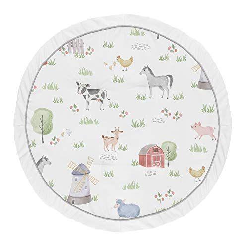 Imagem de Sweet Jojo Designs Farm Animals Boy Girl Baby Playmat Tummy Time Infant Play Mat - Aquarela Farmhouse Cavalo Vaca Ovelha Porco