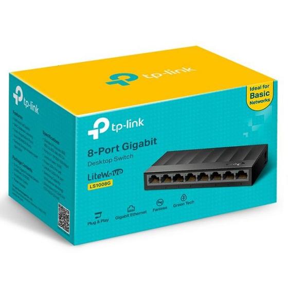 Switch 08 Portas TP-LINK LS1008G Gigabit 10/100/1000MBPS Menor preço em Switch 08 Portas TP-LINK LS1008G Gigabit 10/100/1000MBPS