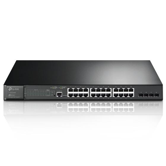 Switch 24 Portas 10/100/1000 PoE+ e 4 Slots SFP Rack e Mesa TL-SG3428MP TP Link Menor preço em Switch 24 Portas 10/100/1000 PoE+ e 4 Slots SFP Rack e Mesa TL-SG3428MP TP Link