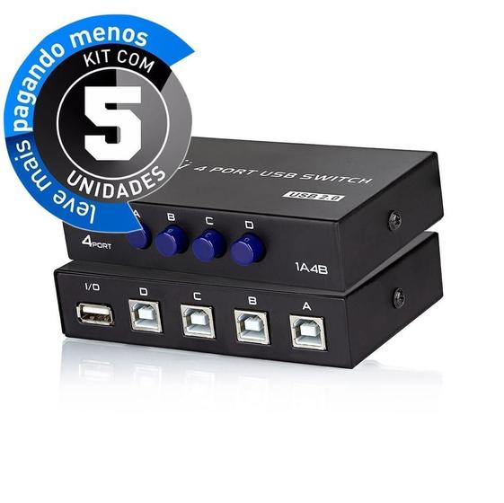 Imagem de Switch 4X1 - Periféricos Usb A/B 2.0 - Kit Com 5