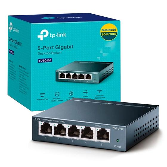 Imagem de Switch 5 Portas 10/100/1000 Gigabit Mesa TL-SG105 TP Link