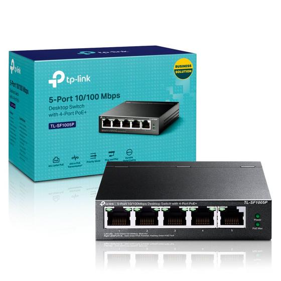 Switch 5 Portas 10/100 Gigabit 4 Portas PoE + TL-SF1005P TP-LINK Menor preço em Switch 5 Portas 10/100 Gigabit 4 Portas PoE + TL-SF1005P TP-LINK