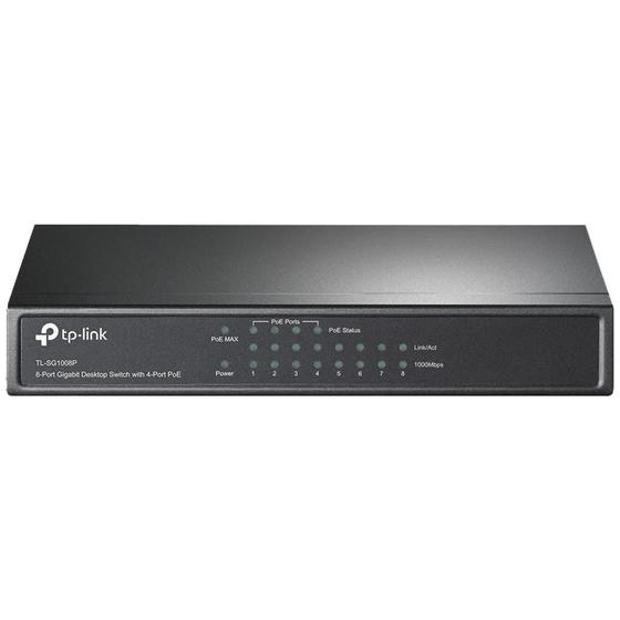 Imagem de Switch Gigabit 10/100/1000 8 Portas C/ 4 Portas Poe+ Tl-sg1008p Smb