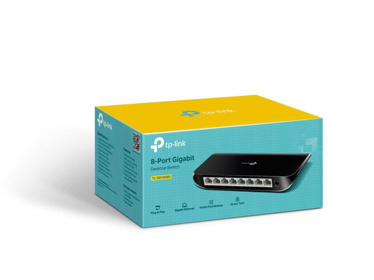 Switch Gigabit de Mesa 8 portas TP-Link TL-SG1008D 10/100/1000Mbps Menor preço em Switch Gigabit de Mesa 8 portas TP-Link TL-SG1008D 10/100/1000Mbps