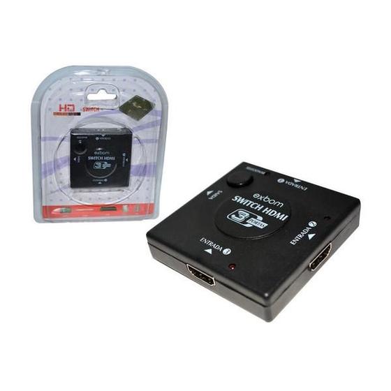 Imagem de Switch HDMI 3 Portas Exbom  3 Entradas 1 Saida