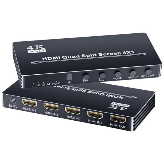 Imagem de Switch HDMI 4K Quad Viewer 4x1 Multi-Telas, 4K 30Hz