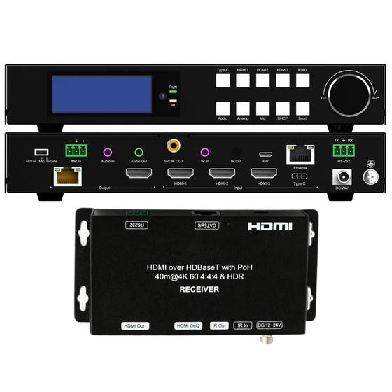 Imagem de Switch HDMI 4x2 Smart Presentation USB-C e Extensor HDBaseT 40m@4K Encore