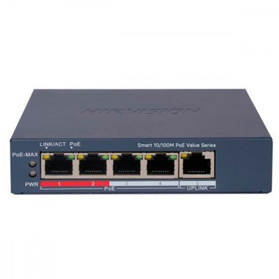 Imagem de Switch Hikvision 4 Portas Ethernet POE DS-3E1105P-EI/M