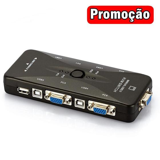 Switch Kvm Chaveador 4 Portas Vga Usb Lotus Menor preço em Switch Kvm Chaveador 4 Portas Vga Usb Lotus