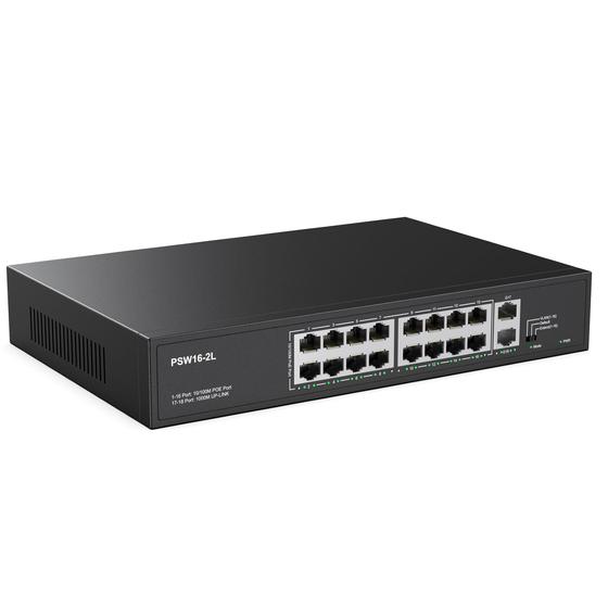 Imagem de Switch PoE Gigabit de 16 Portas com 300W de Alta Potência e Uplink de 2 Gigabits