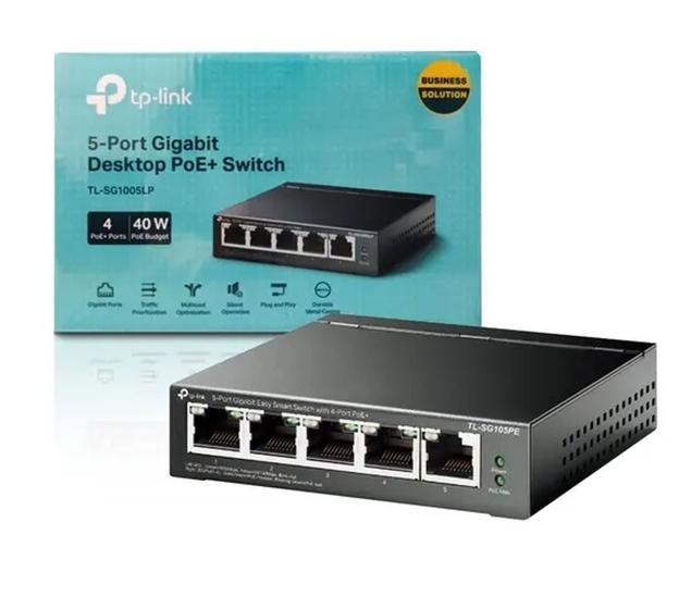 Imagem de Switch TP-LINK Gigabit 5 Portas Com PoE+ em 4 Portas TL-SG1005LP