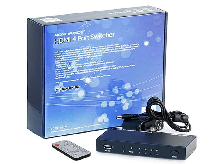 Imagem de Switcher Seletor Hdmi 4x1 full hd 1080p Controle Remoto