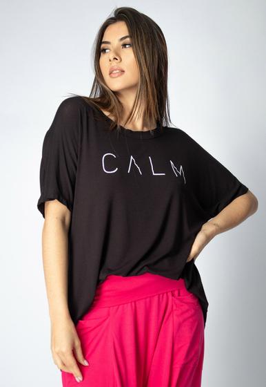 Imagem de T-Shirt Ampla Malha Manga Curta Calm Preta