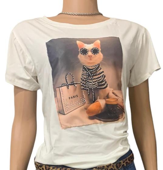 Imagem de T-shirt  Camiseta Gatinho Tamanho G