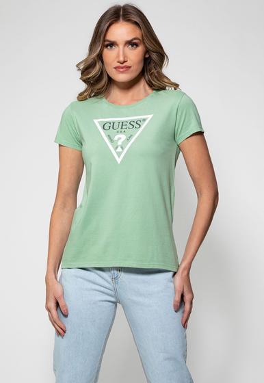 Imagem de T-shirt fem guess silk logo triangulo