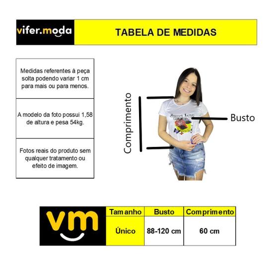 Imagem de T-shirt Feminina Blusa Blusinha Camiseta Curta Tamanho Único