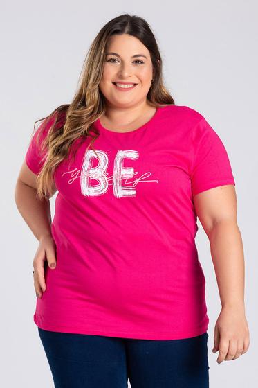 Imagem de T-shirt Feminina Plus Size Algodão c/ Estampa "BE yourself"
