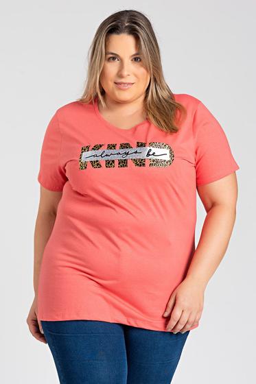 Imagem de T-shirt Feminina Plus Size  Malha Algodão Estampada "Always be" - Serena