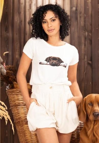 Imagem de T-Shirt Malha Off White Cãozinho