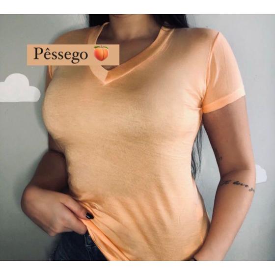 Imagem de T-Shirt Podrinha - Decote V blusinha basica moda feminina