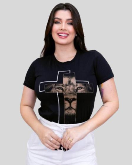 Imagem de T-Shirts Feminina Cruz Leão Preta