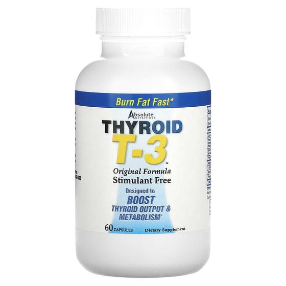 Imagem de T3 Absolute Nutrition Thyroid T-3 Apoio Da Tireoide Fórmula Original 60 Cápsulas