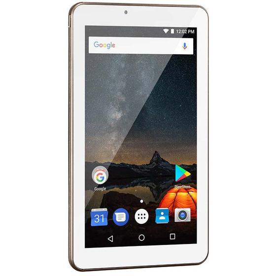 Imagem de Tablet 7” Quad Core 1GB RAM Android 8.1 16GB Wi-Fi Bluetooth M7S Plus+ Dourado NB301 Multilaser