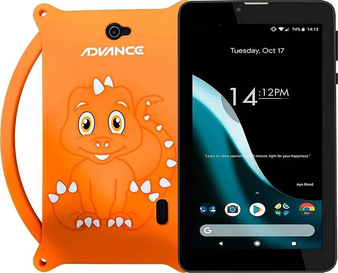 Imagem de Tablet Advance Prime PR5850 7" 1GB/16GB Dual Sim 3G Preto + Capa Laranja Dino