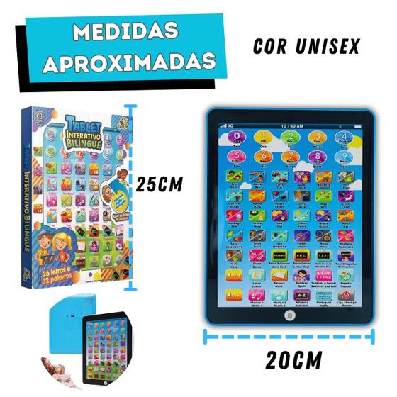 Imagem de Tablet Educativo Bílingue Inglês e Português Infantil Unisex - Educativo/Interativo 58 Funções