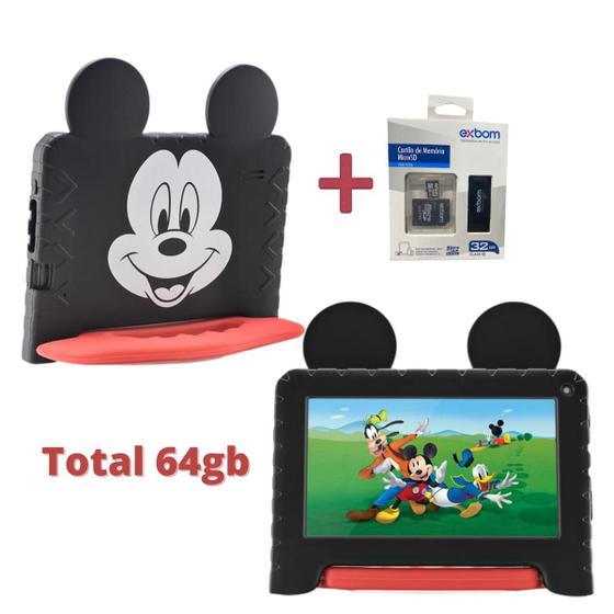 Imagem de Tablet infantil + Capa Mickey Mouse Infantil WIFI + cartão 32GB Total 64gb 7 polegadas