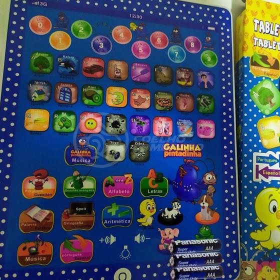 Imagem de Tablet Infantil Galinha Pintadinha Educativo + 3 Pilhas Aaa