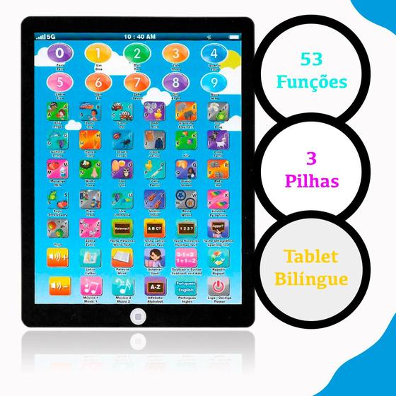 Imagem de Tablet Infantil Interativo Educativo Bilingue Crianças Brinquedo
