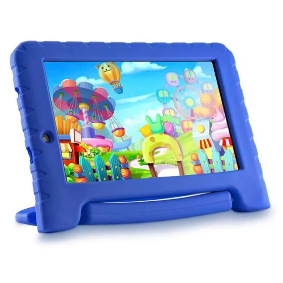 Imagem de Tablet infantil kids pad plus azul com capa e 2 câmeras multilaser