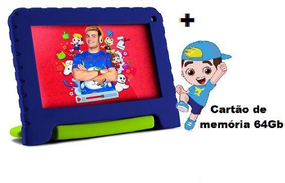 Imagem de Tablet Infantil Luccas Neto 64GB 4GB Ram 7" Com Cartão 64GB Incluso NB423