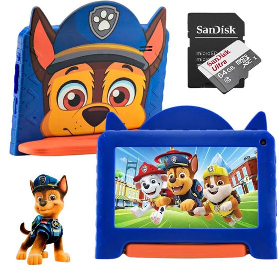 Imagem de Tablet Infantil Patrulha Canina Chase 64GB 4GB Ram Com Cartão 64GB Incluso