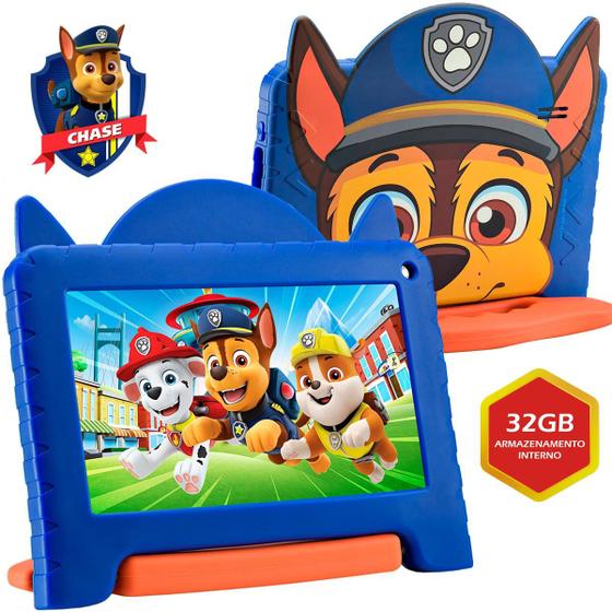 Imagem de Tablet Infantil Patrulha Canina Chase Multilaser NB376 Azul 32GB Para Criança Vídeos Youtube Netflix