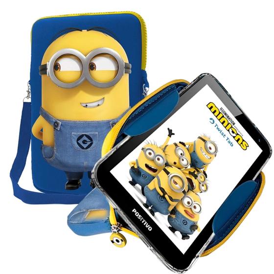 Imagem de Tablet Infantil Positivo Minions Twist Tab+ Wi-Fi Tela 7 64GB+2GB ram Android 11 Go Edition Proteção
