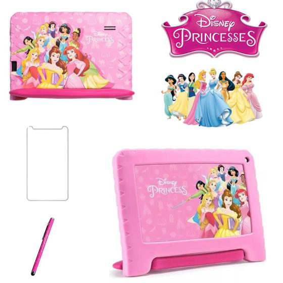 Imagem de Tablet Infantil Princesas 64gb 4gb Ram 7" Com Caneta e Película