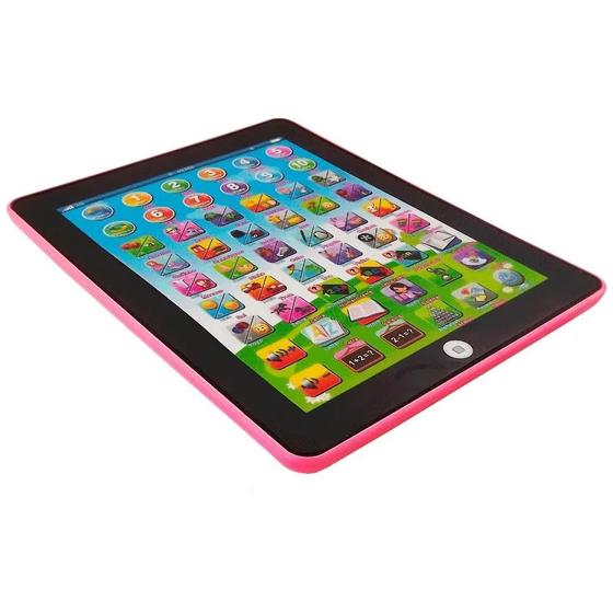 Imagem de Tablet Interativo Educativo Infantil Didático 54 Funções Inglês Português Rosa