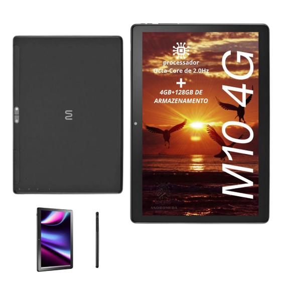 Imagem de Tablet M10 4G Wi-fi 128GB 4GB Ram (64+64 GB) 10''HD Octa Core + Fone 