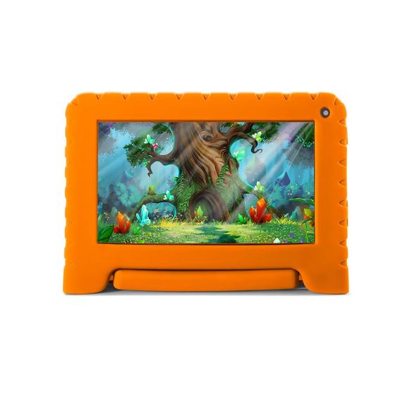 Imagem de Tablet Multilaser Kid Pad com Controle Parental 32GB  + Tela 7 pol + Wi-fi + Android 11 (Go edition) + Processador Quad Core Laranja - NB380