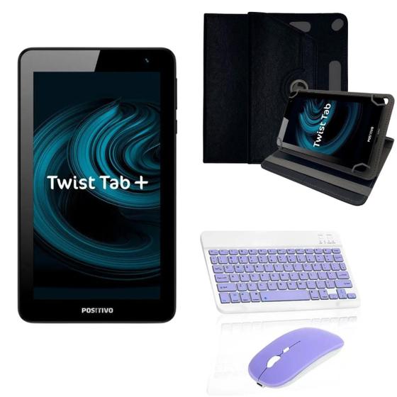 Imagem de Tablet Positivo 64Gb 2Gb Com Kit Teclado e Mouse Roxo e Capa Giratória