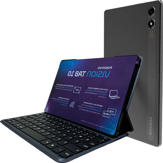 Imagem de Tablet Positivo Vision TAB 10 com Capa Teclado 4GB RAM 128GB  Octa-Core 5MP Tela 10.1 HD 4G