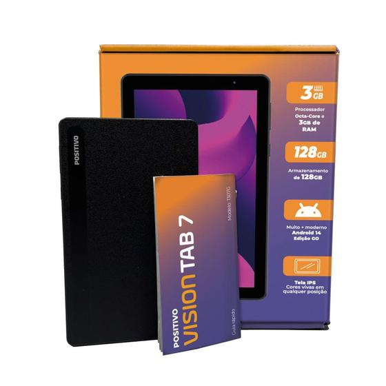 Tablet Positivo Vision TAB 7 3GB RAM 128GB Octa-Core Android 14 Go Wi-Fi - Tela 7” IPS 3100mAh Pre Menor preço em Tablet Positivo Vision TAB 7 3GB RAM 128GB Octa-Core Android 14 Go Wi-Fi - Tela 7” IPS 3100mAh Pre